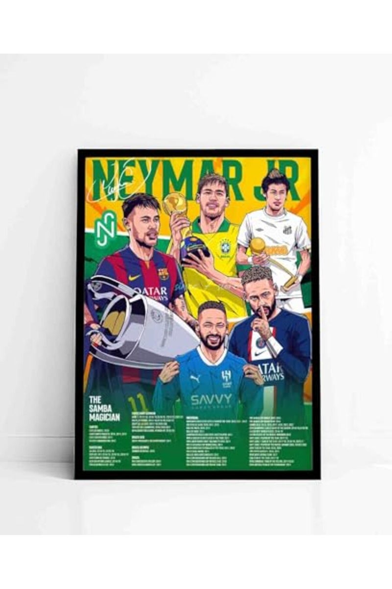 SINCE 7 STORE Lionel Messi, Neymar Jr, and Cristiano Ronaldo Legendary Career Framed Poster - Image 3