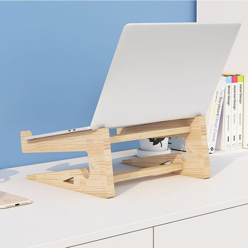 Ergonomic Bamboo Laptop Stand for 12 to 14 7 Inch Notebooks Office Home Desk Riser - Image 5
