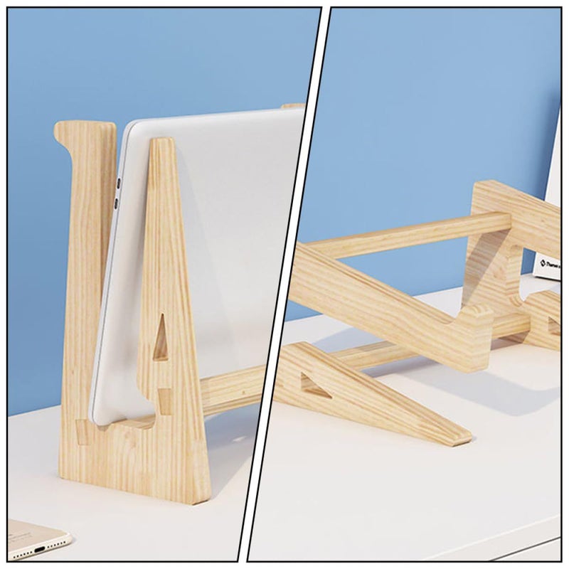 Ergonomic Bamboo Laptop Stand for 12 to 14 7 Inch Notebooks Office Home Desk Riser - Image 4