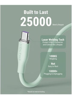VOLTME USB C Cable 100W, USB C to USB C Charging Cable Soft Silicon PD 5A Fast Charge Type C Cable for iPhone 15/15 Pro/15 Pro Max, MacBook Air/Pro, iPad Pro, Samsung Galaxy S24/S24 Ultra, Pixel (1m Green)  - Image 3
