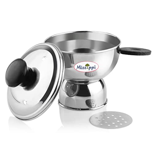 Missippi Chiratta Puttu Maker with Handle Use with Pressure Cooker Puttu Kutti Puttu Steamer Puttu Cooker Silver, Make in India - Image 1
