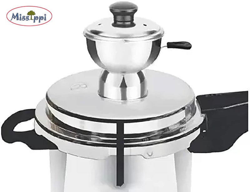 Missippi Chiratta Puttu Maker with Handle Use with Pressure Cooker Puttu Kutti Puttu Steamer Puttu Cooker Silver, Make in India - Image 4