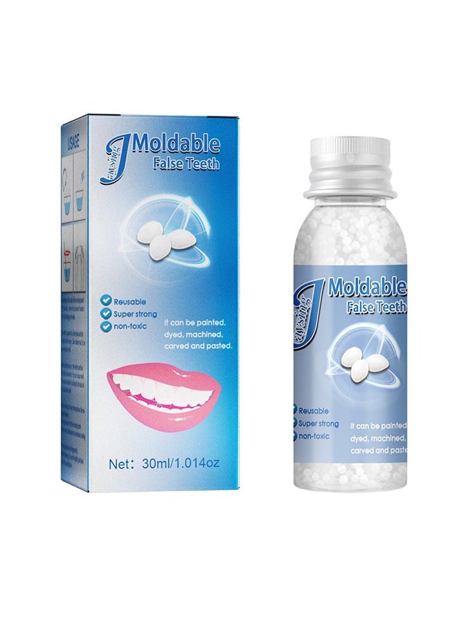 Jaysuing Moldable False Teeth,White Particles Reusable Non-toxic Temporarily Fill 30ml  - Image 1