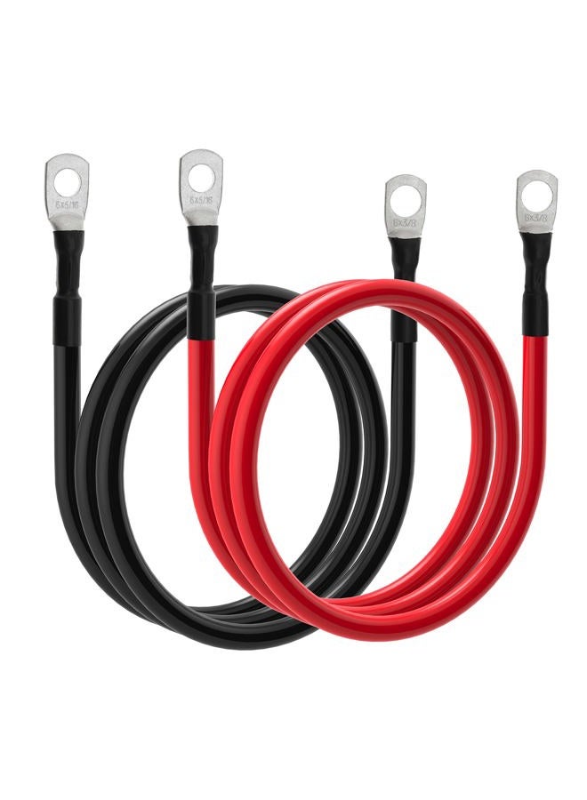 TUELETFU 6 AWG Battery Cables 6 Gauge Power Inverter Cables with 3/8 Inch and 5/16 Inch Lugs Each End for Solar Marine RV Car SUV Truck Tractor Motorcycle 2pcs (2FT, 6 AWG) - Image 1