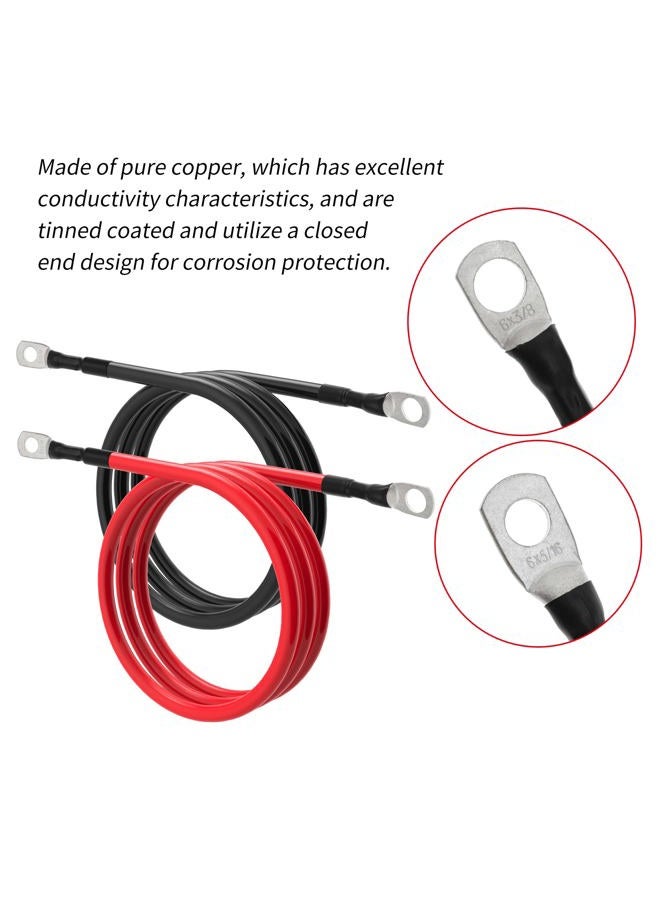 TUELETFU 6 AWG Battery Cables 6 Gauge Power Inverter Cables with 3/8 Inch and 5/16 Inch Lugs Each End for Solar Marine RV Car SUV Truck Tractor Motorcycle 2pcs (2FT, 6 AWG) - Image 3