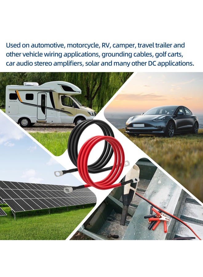 TUELETFU 6 AWG Battery Cables 6 Gauge Power Inverter Cables with 3/8 Inch and 5/16 Inch Lugs Each End for Solar Marine RV Car SUV Truck Tractor Motorcycle 2pcs (2FT, 6 AWG) - Image 4