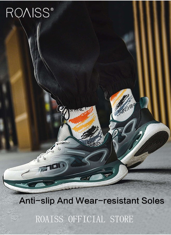 رويس أحذية رياضية مكتنزة متعددة الاستخدامات متدرجة اللون للرجال أحذية جري للتدريب خفيفة الوزن قابلة للتنفس مع نعل الفشار الفقاعي للرجال الشباب ممتص للصدمات أحذية كرة السلة منخفضة القمة - Image 4