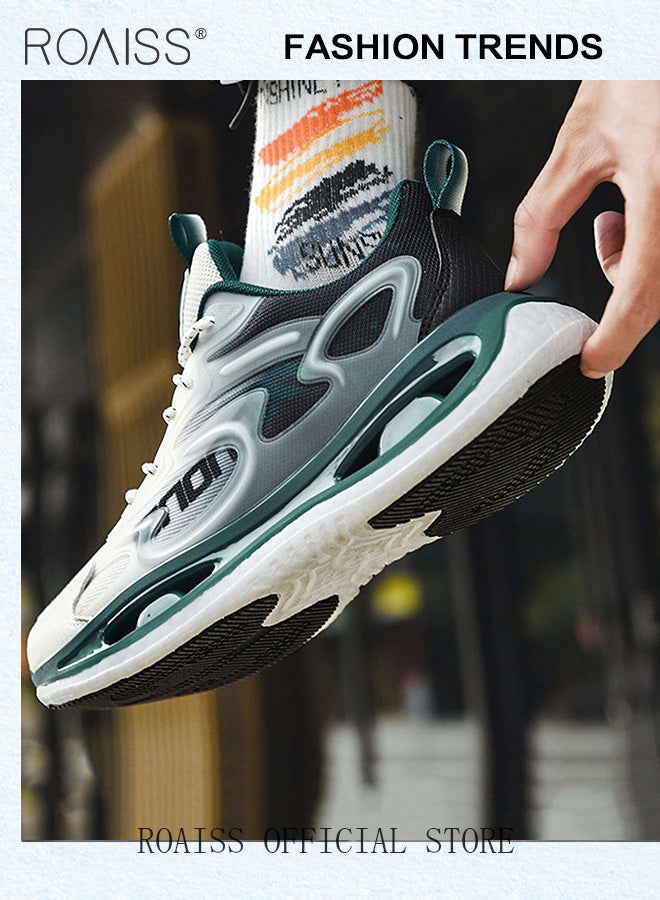 رويس أحذية رياضية مكتنزة متعددة الاستخدامات متدرجة اللون للرجال أحذية جري للتدريب خفيفة الوزن قابلة للتنفس مع نعل الفشار الفقاعي للرجال الشباب ممتص للصدمات أحذية كرة السلة منخفضة القمة - Image 2