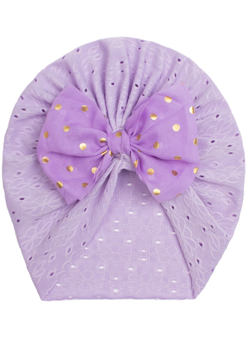 Generic Autumn Baby Hat Childrens Pull over Cap with Glitter Butterfly Knot Print Warmth Breathable Sunshade Windproof Cap for Infants Purple 