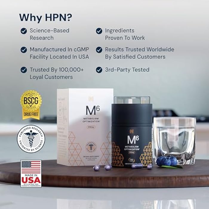 HPN High Performance Nutrition Metabolism Booster, HPN M(6) Fat Burner, Natural Weight Loss Supplement, Support Lean Muscle, Increase Energy, Vegan Friendly, Clinically Tested, 60 Capsules - Image 5
