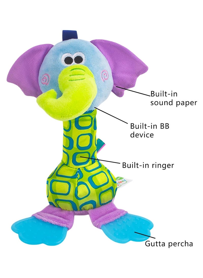 happy monkey - Small Baby Toys for Boys and Girls, Infant Newborn Toddler Childrens Toys, Soft Plush Toys, Baby Teethers, Stuffed Animal Elephant Toy 6 month 1 Year Kids Gifts - Image 1