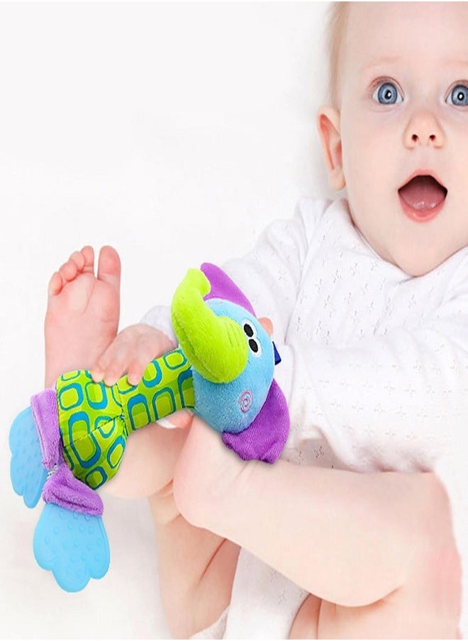 happy monkey - Small Baby Toys for Boys and Girls, Infant Newborn Toddler Childrens Toys, Soft Plush Toys, Baby Teethers, Stuffed Animal Elephant Toy 6 month 1 Year Kids Gifts - Image 1
