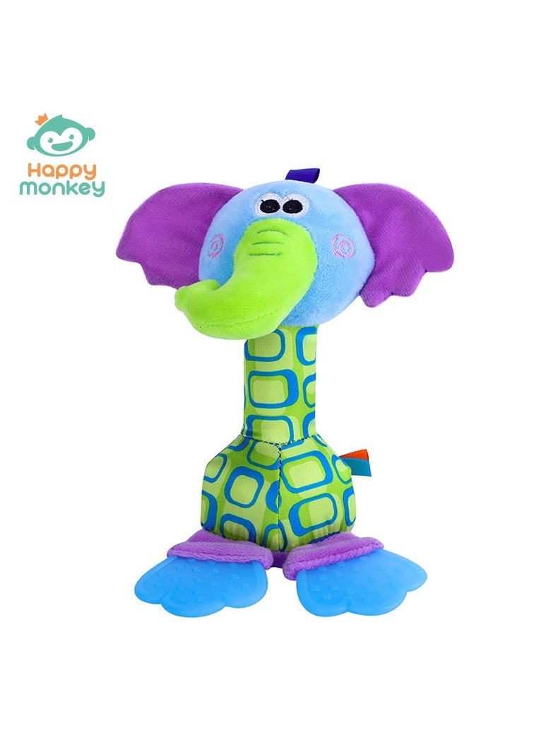 happy monkey - Small Baby Toys for Boys and Girls, Infant Newborn Toddler Childrens Toys, Soft Plush Toys, Baby Teethers, Stuffed Animal Elephant Toy 6 month 1 Year Kids Gifts - Image 1