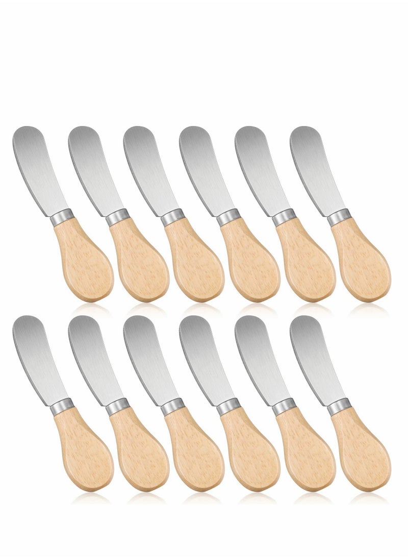 Excefore - Cheese Spreaders with Bamboo Handle, 4.7 Inch Stainless Steel Butter Spreader, Deluxe Sandwich Cream Cheese Condiment Knives - 12PCS - Image 1