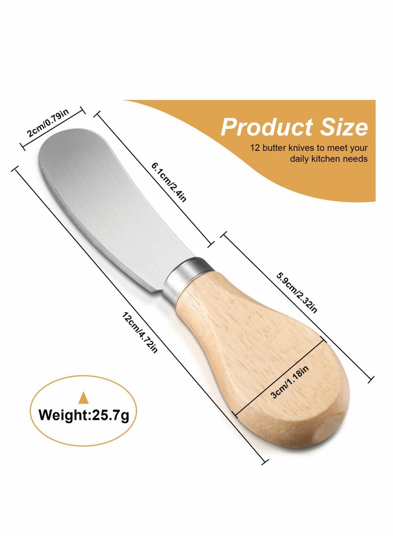 Excefore - Cheese Spreaders with Bamboo Handle, 4.7 Inch Stainless Steel Butter Spreader, Deluxe Sandwich Cream Cheese Condiment Knives - 12PCS - Image 1