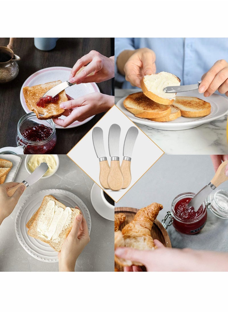Excefore - Cheese Spreaders with Bamboo Handle, 4.7 Inch Stainless Steel Butter Spreader, Deluxe Sandwich Cream Cheese Condiment Knives - 12PCS - Image 1