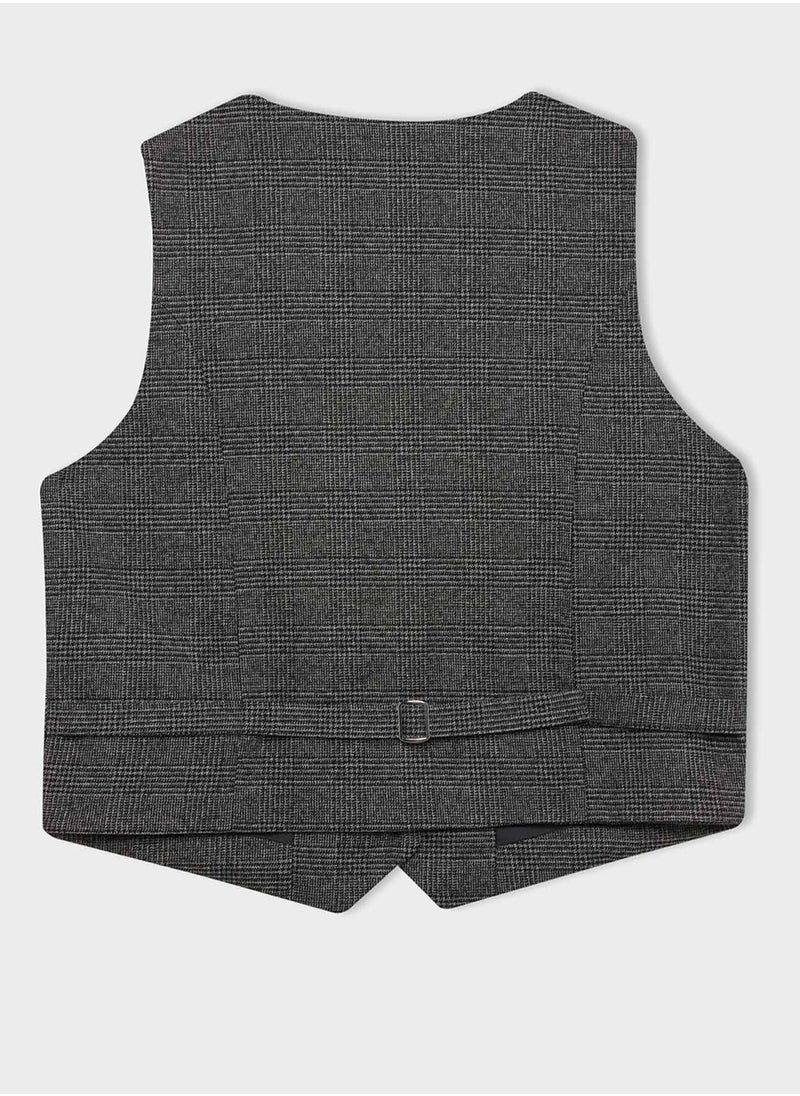 DeFacto V-Neck Plaid Buttoned Blazer Vest  - Image 2