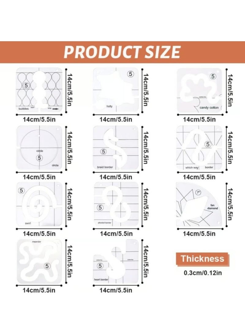 general 11-piece set of hollow acrylic sewing template DIY clothing sewing ruler set - Image 2