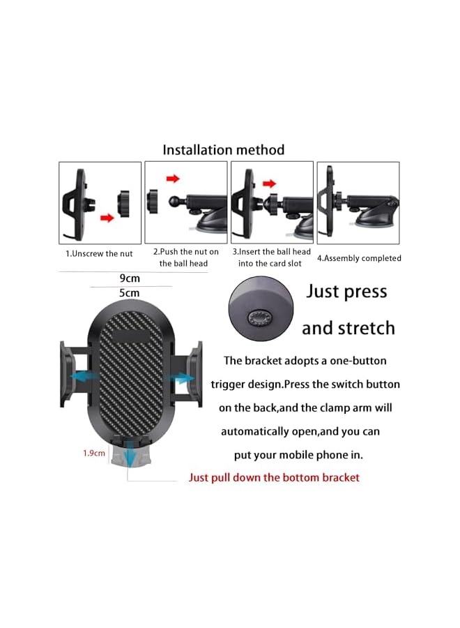 S-TOP Universal Car Phone Holder for Dashboard, Windshield & Air Vent Clip. Heavy Duty Suction Cup with Strong Grip. Stable Hands-Free GPS Cradle for Smooth Driving. - Image 4