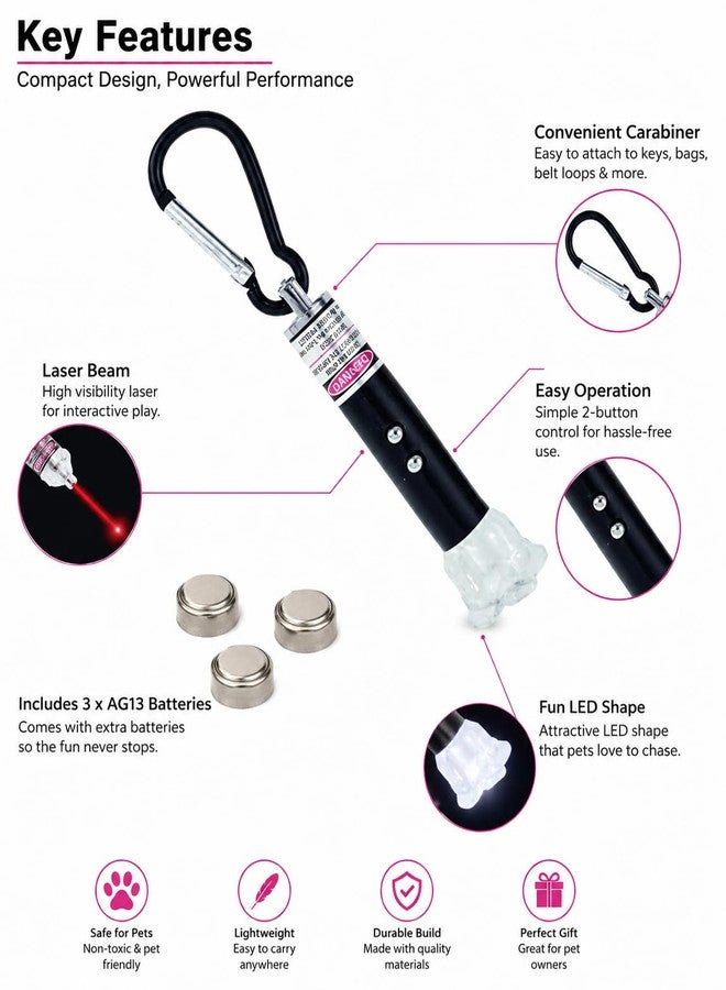 [Reena Collections]: 3 in 1 Laser Pointer, Small Laser Light for Kids and Key Chain Hook with 3 Button Size Cells (Pack of 1, Black) - Image 4