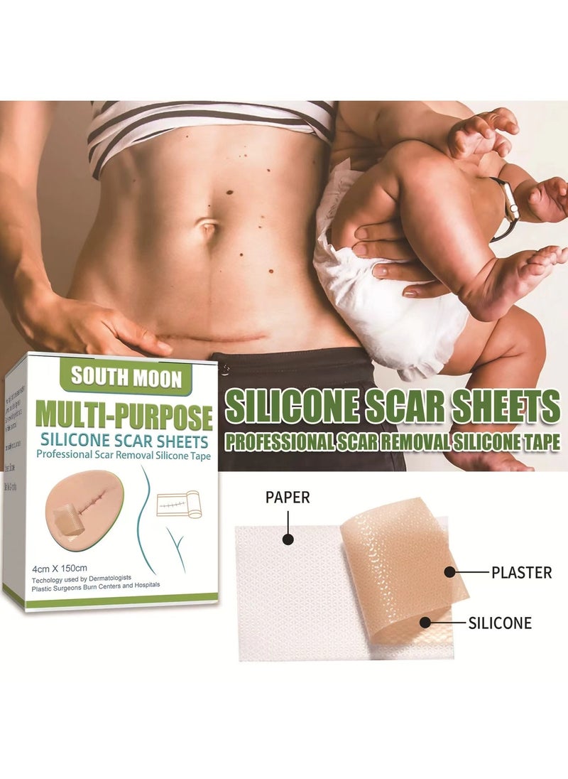 SOUTH MOON Silicone Scar Sheet – Professional Scar Removal & Healing Formula – High-Quality Silicone Tape – For C-Section, Burn, Surgical Scars – 4cm X 150cm  - Image 3