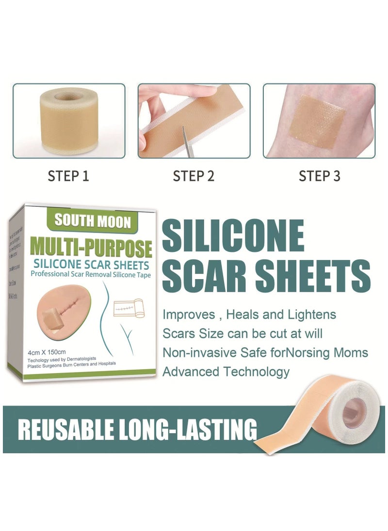 SOUTH MOON Silicone Scar Sheet – Professional Scar Removal & Healing Formula – High-Quality Silicone Tape – For C-Section, Burn, Surgical Scars – 4cm X 150cm  - Image 4