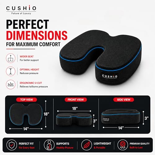 CUSHIO Coccyx Seat Cushion for Tailbone Pain Relief, Memory Foam Chair Seat Cushion for Office Chair, Car Seat Cushion, Coccyx Pillow, Orthopedic Cushion for Sciatica & Back Support - Image 5