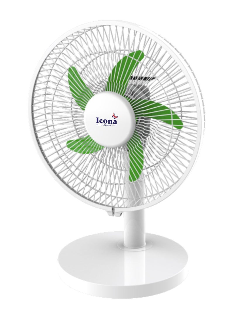 Icona AC/DC 10-Inch Rechargeable Table & Clip Fan, 4500mAh Battery, 3-Speed Cooling Fan with LED Light, Portable for Hotel, Car, Outdoor, and Commercial Use - Image 1