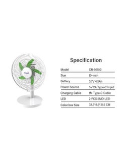 ICONA Icona AC/DC 10-Inch Rechargeable Table & Clip Fan, 4500mAh Battery, 3-Speed Cooling Fan with LED Light, Portable for Hotel, Car, Outdoor, and Commercial Use  - Image 2