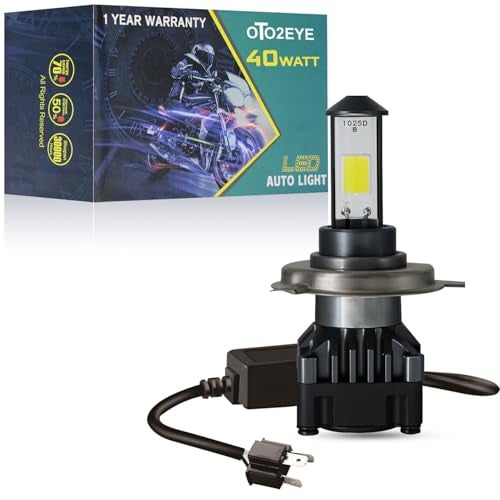 OTO2EYE 1 YEAR WARRANTY 40W High Bright H4 LED Headlight Bulb for Bike Scooter 6000 Lumens 8000 RPM Fan for Cooling Aluminum Body Bike LED Light - Image 1