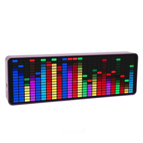 Zyyini LED Music Spectrum Display, 16x24 384 RGB LED Display Audio Spectrum Analyzer Display, 5V 1A 3W USB LED Music Spectrum for Car Game Room,with Clock 20 Dynamic 7 Color - Image 1