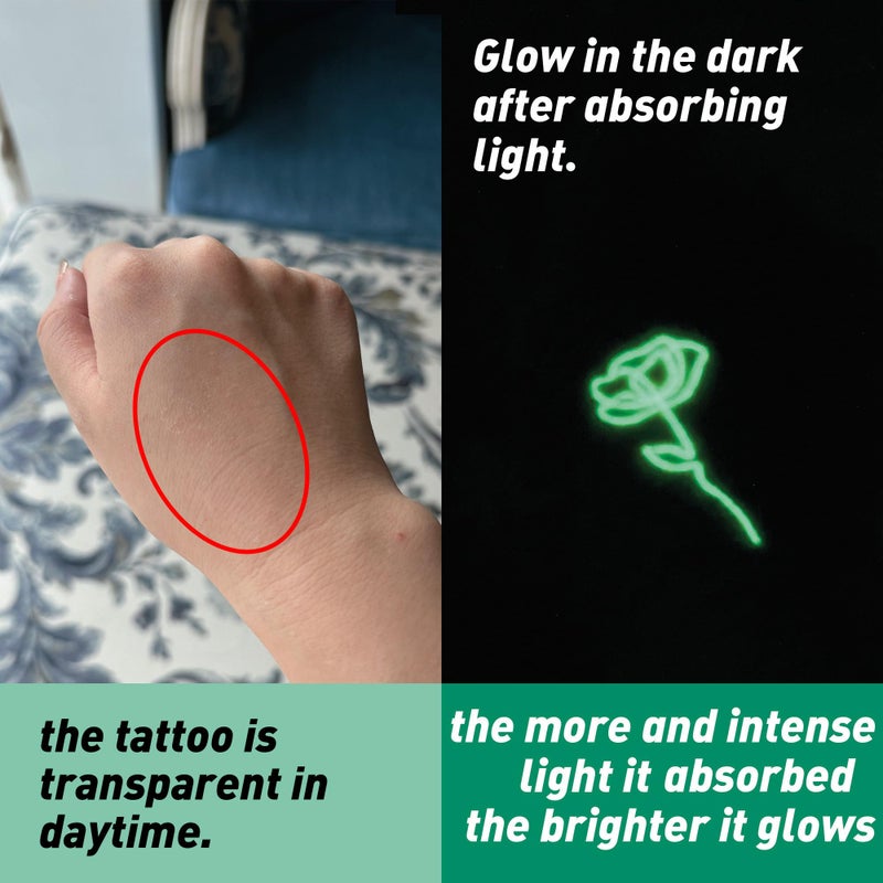 Everjoy Glow-In-The-Dark Temporary Tattoos For Women Luminous Minimalistic Small Finger Tattoos Tiny Boho Decorations Fine Line Art Fake Tattoo Stickers Kit For Kids And Women - Image 3