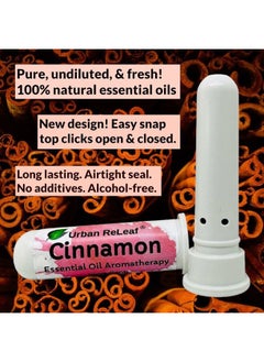Urban ReLeaf Cinnamon Essential Oil Aromatherapy Nasal Inhaler — Pure Undiluted Spicy Oil, Easy Open Snap Top. Made in USA. Alcohol-Free. No Mess. Pocket Size.  - Image 2