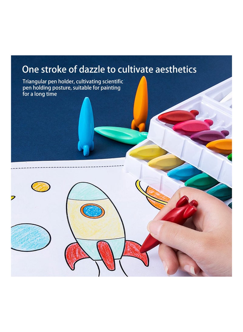 SYOSI 24 Colors Rocket Crayon,  Non-Toxic Crayons for kids, Easy To Grip Washable Kids Crayons, Safe Colouring Art school Supplies Gift Set For Babies And Children - Image 3