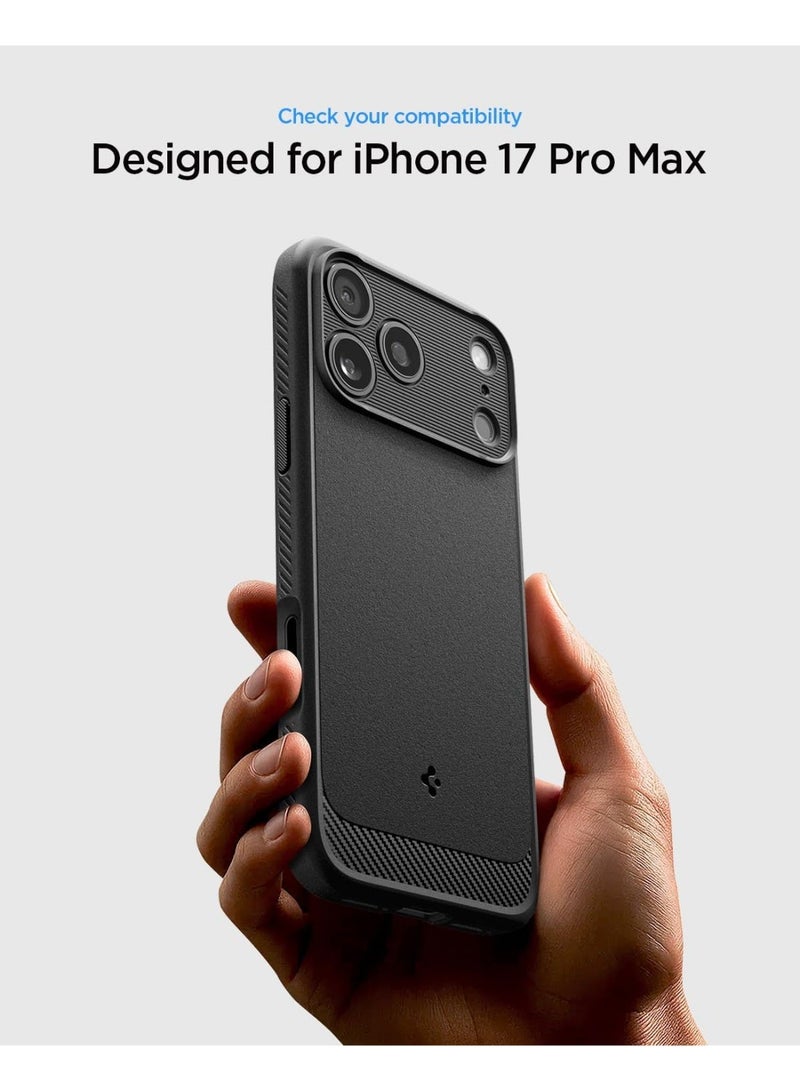 Spigen Rugged Armor MagFit iPhone 17 Pro MAX Case Cover with MagSafe and Carbon Fiber Textures (2025) - Matte Black - Image 2