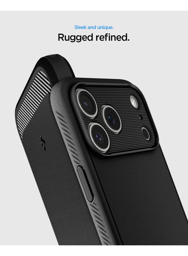 Spigen Rugged Armor MagFit iPhone 17 Pro MAX Case Cover with MagSafe and Carbon Fiber Textures (2025) - Matte Black - Image 4