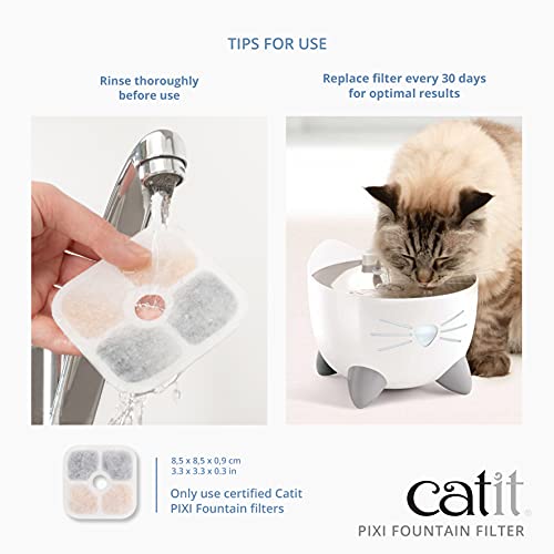 Catit PIXI Cat Drinking Fountain Original Filter, Official Replacement Triple Action Water Filter, 3-Pack, White - Image 4