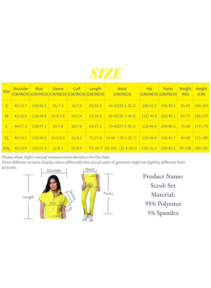 Loquat Womens Medical Scrubs Set Medical Uniform Set Rose Red - Image 2