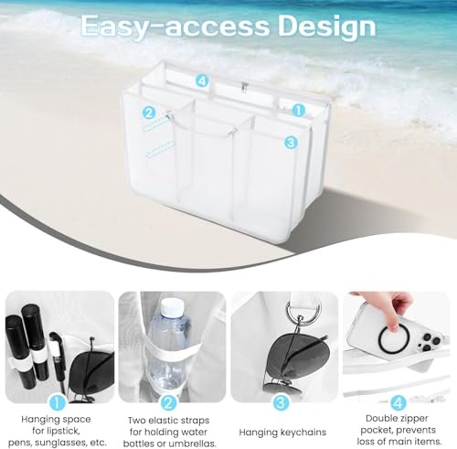 XYFuuee Beach Bag Organizer Inserts for Original Large Bogg Bag Accessories with 8 Removable Metal Fasteners, Lightweight Mesh Insert Divider Pouch, Organizing Rubber Tote, Save Space, White XL - Image 3