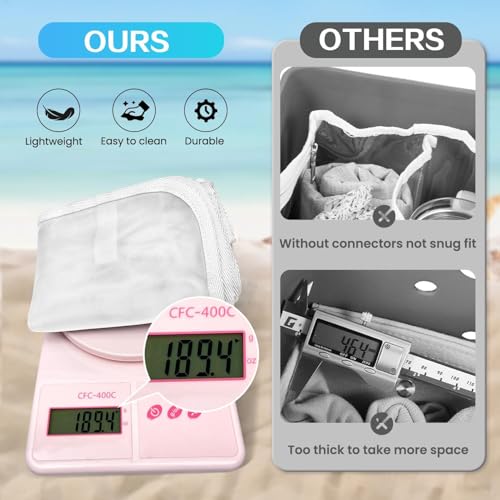 XYFuuee Beach Bag Organizer Inserts for Original Large Bogg Bag Accessories with 8 Removable Metal Fasteners, Lightweight Mesh Insert Divider Pouch, Organizing Rubber Tote, Save Space, White XL - Image 5
