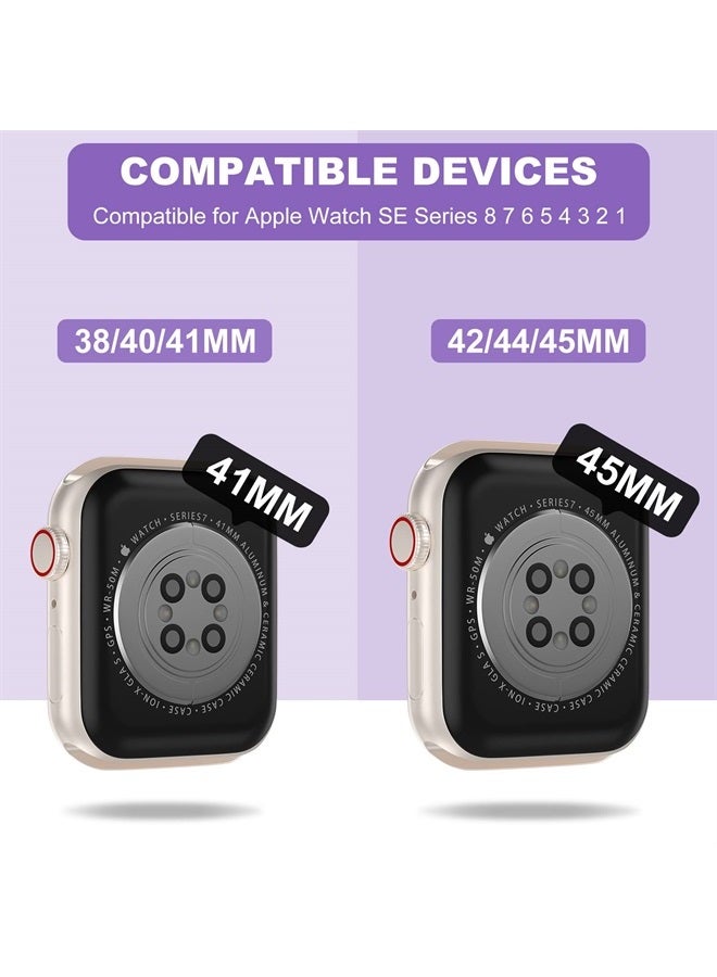 XYF Compatible for Crystal Clear Apple Watch Bands, 45mm 44mm 42mm 41mm 40mm 38mm with Bumper Case for Women Jelly Sport Case and Band for iWatch Series 8 7 SE/6 5 4 3 2 1 (Glitterpurple, 38/40/41mm) - Image 2