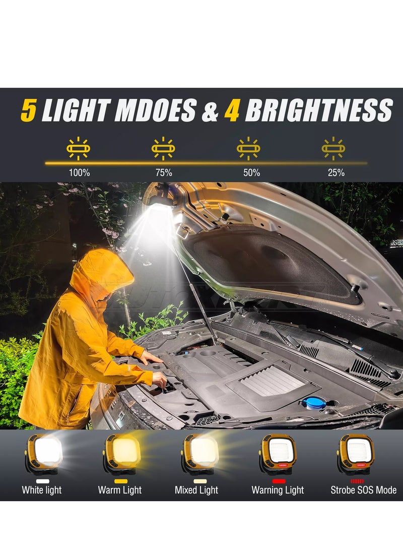 QLIGHT 50W Multifunctional LED Rechargeable Camping Light, 6 Modes 4 Brightness of Light Portable Work Light 4500LM, Display Power Function Flood Light Waterproof ＆USB Charging Camping Lantern, Suitable Light for Outdoor Camping, Fishing - Image 4
