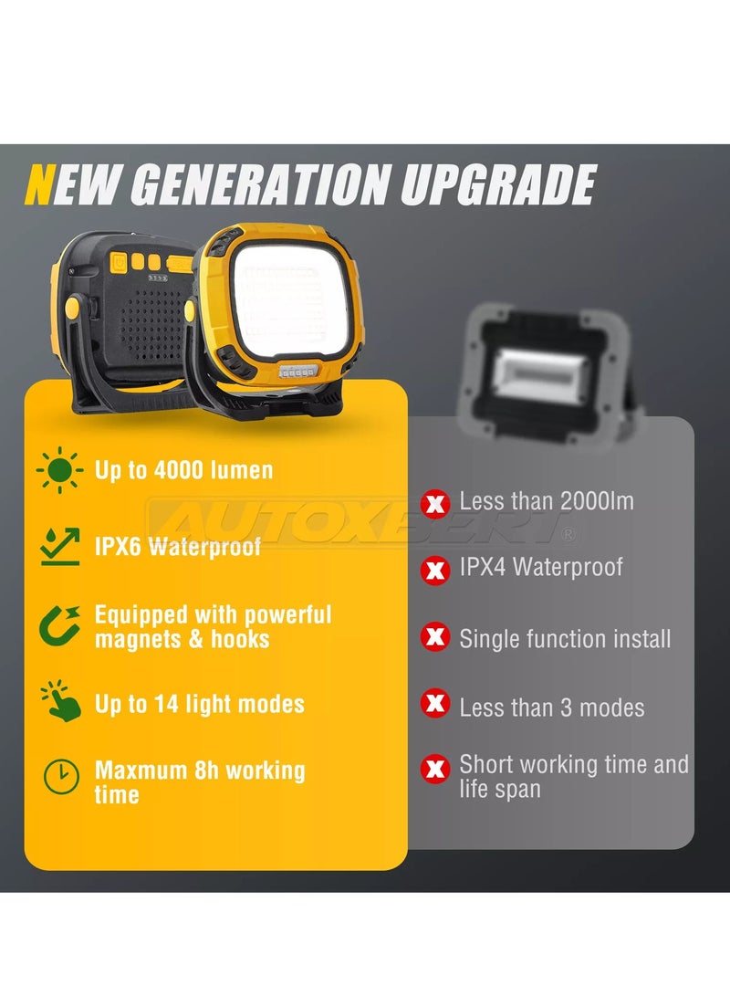 QLIGHT 50W Multifunctional LED Rechargeable Camping Light, 6 Modes 4 Brightness of Light Portable Work Light 4500LM, Display Power Function Flood Light Waterproof ＆USB Charging Camping Lantern, Suitable Light for Outdoor Camping, Fishing - Image 3