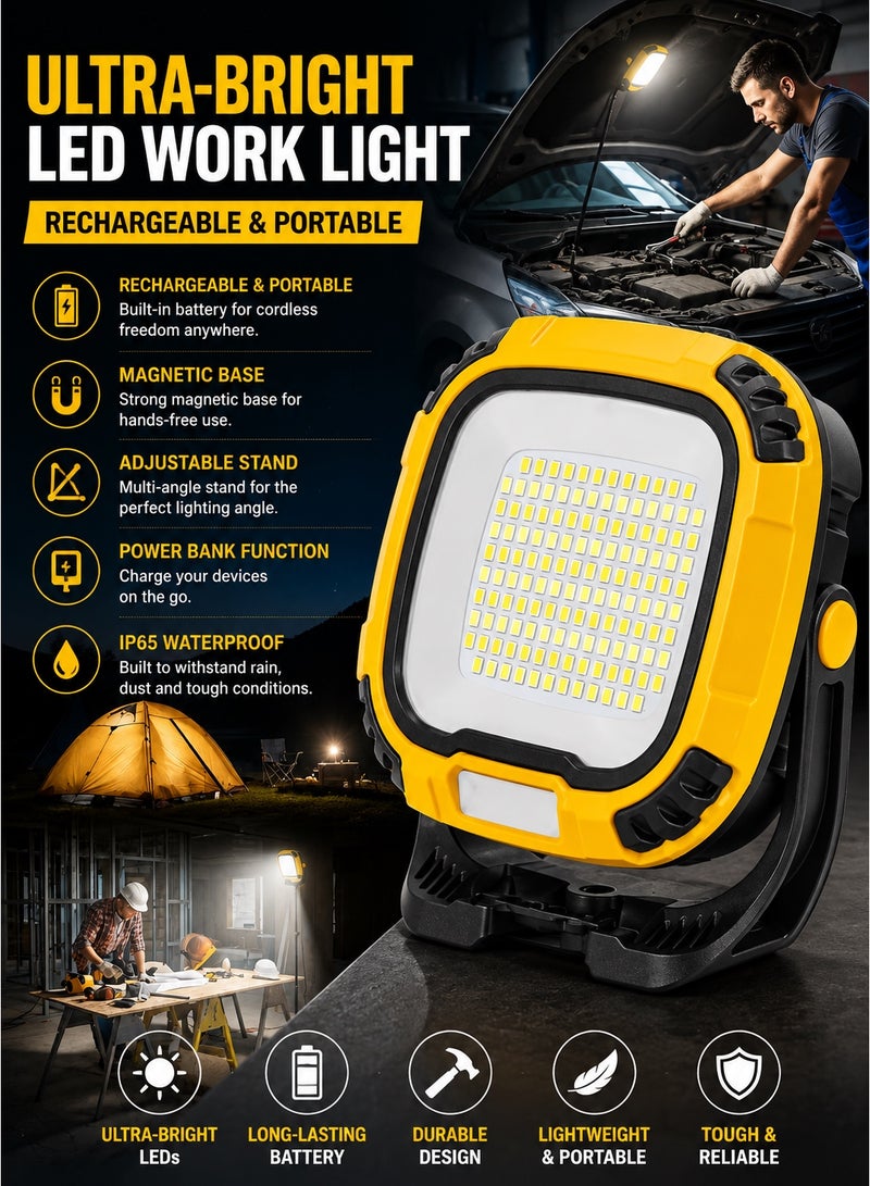 QLIGHT 50W Multifunctional LED Rechargeable Camping Light, 6 Modes 4 Brightness of Light Portable Work Light 4500LM, Display Power Function Flood Light Waterproof ＆USB Charging Camping Lantern, Suitable Light for Outdoor Camping, Fishing - Image 2