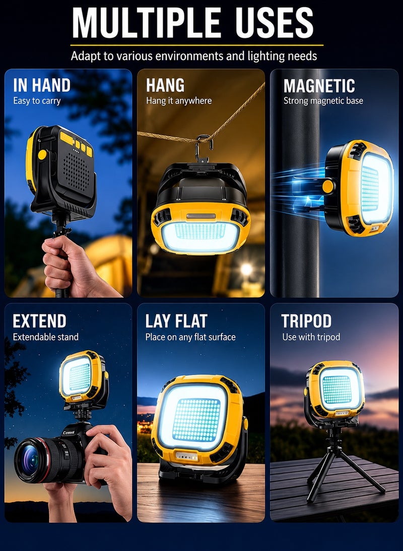 QLIGHT 50W Multifunctional LED Rechargeable Camping Light, 6 Modes 4 Brightness of Light Portable Work Light 4500LM, Display Power Function Flood Light Waterproof ＆USB Charging Camping Lantern, Suitable Light for Outdoor Camping, Fishing - Image 5
