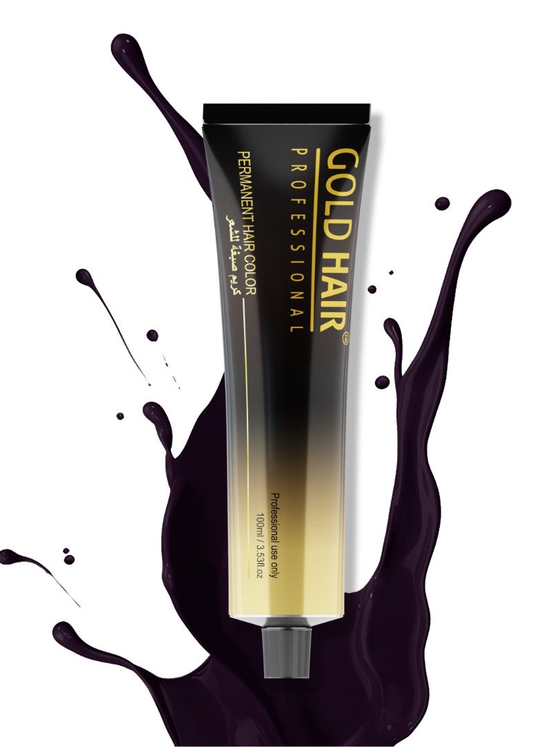 GOLD HAIR Permanent Color 100ml Darkest Brilliant Brown 2.2 