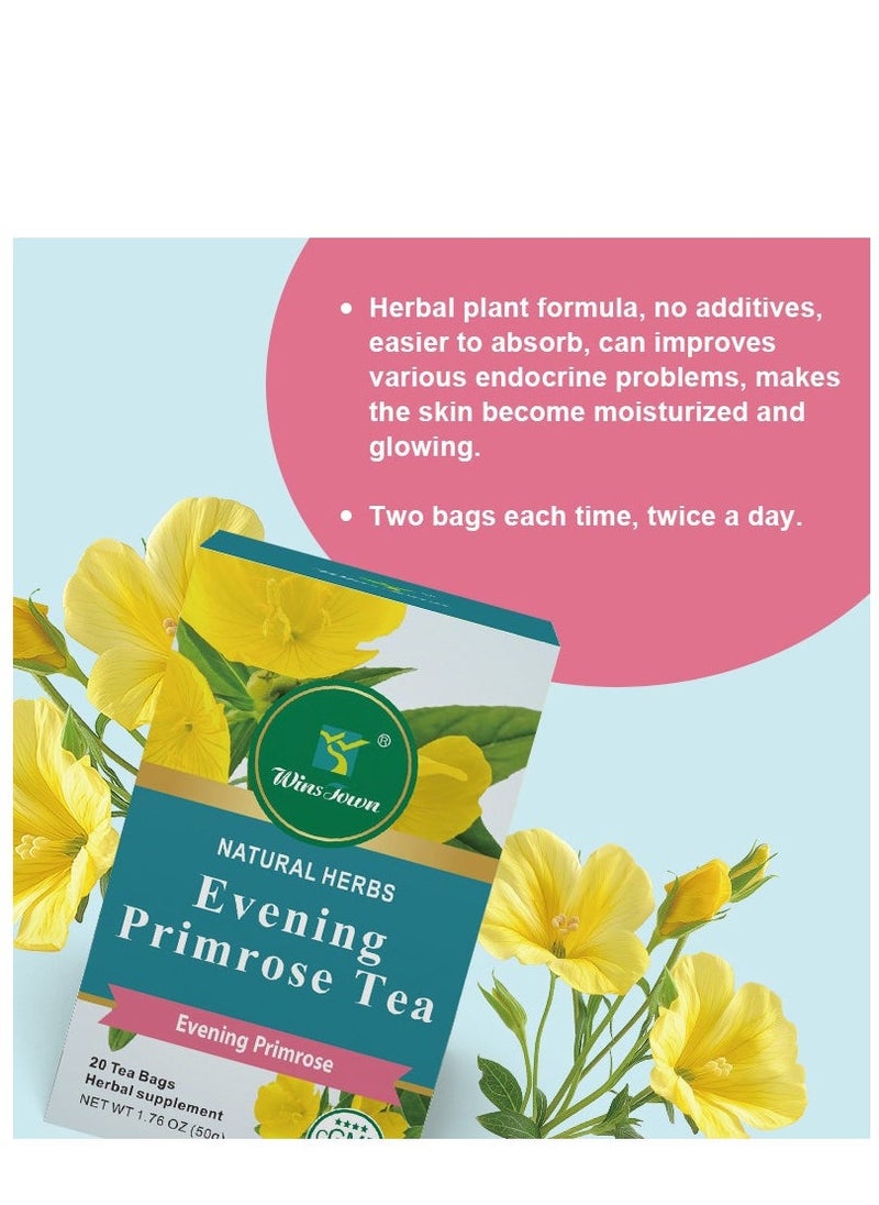 Wins Town Organic Evening Primrose Herbal Tea Bags - 2.5g x 20 Tea Bags per Box | Hormone Balance Support, PMS Relief, Skin Health | Caffeine-Free Women's Wellness Tea, Natural Sleep Aid & Stress Relief  - Image 5