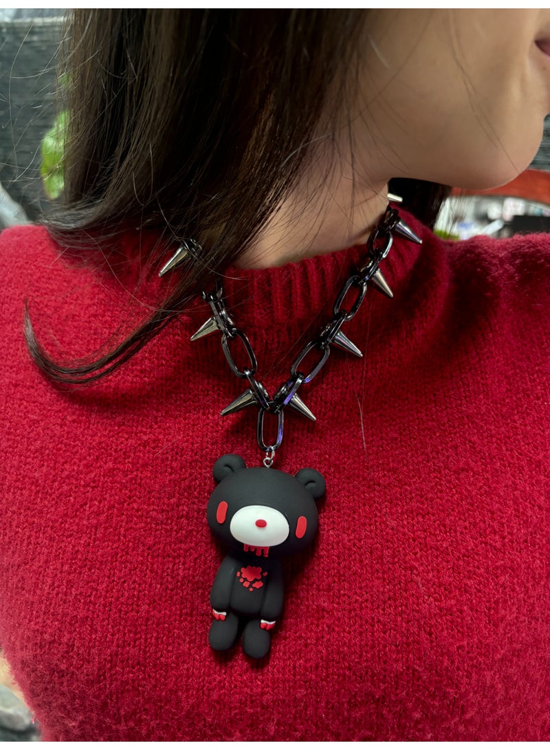 قلادة بقلادة دب أسود على طراز الهيب هوب والبونك - Image 5