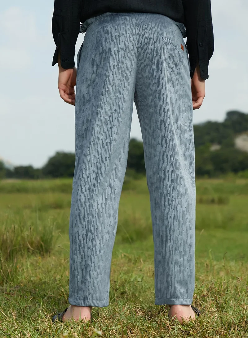 كامبوس سوترا Men's Moon Grey Veined Tailored Trousers