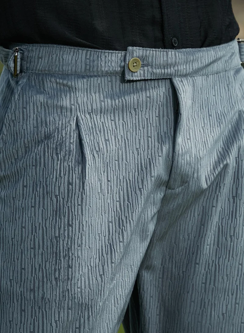 كامبوس سوترا Men's Moon Grey Veined Tailored Trousers
